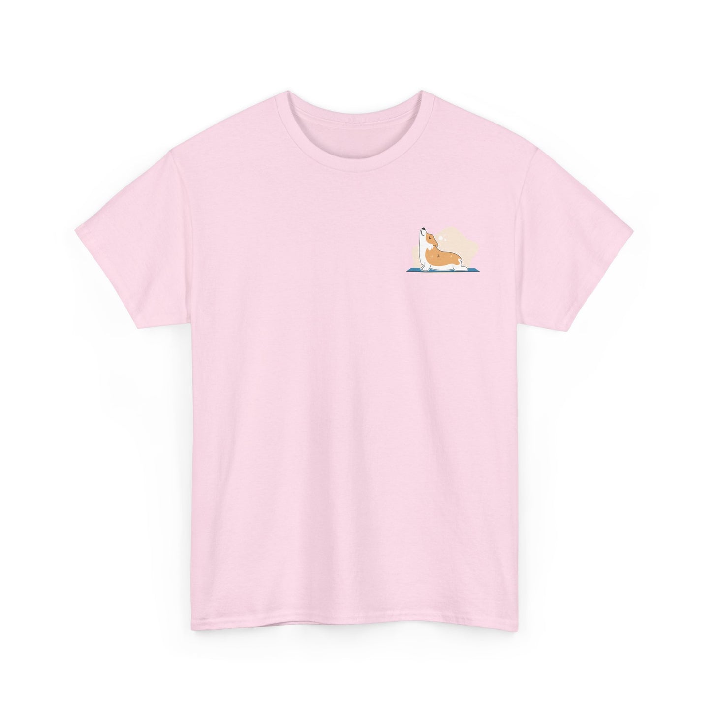 Unisex Heavy Cotton Tee - Cute on Yoga Matt Dog Design