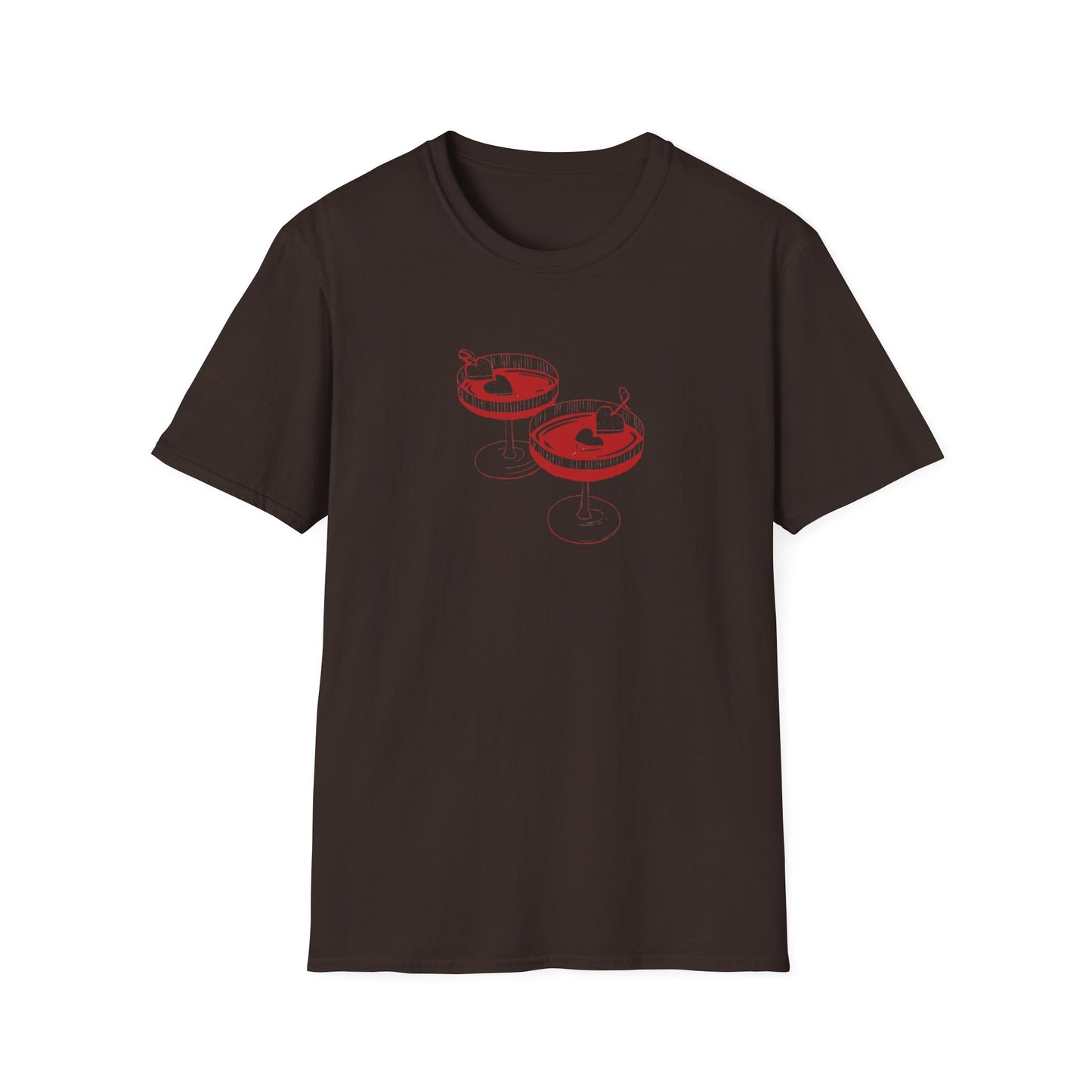 Cute Cocktail Glasses Unisex T-Shirt with Heart Design