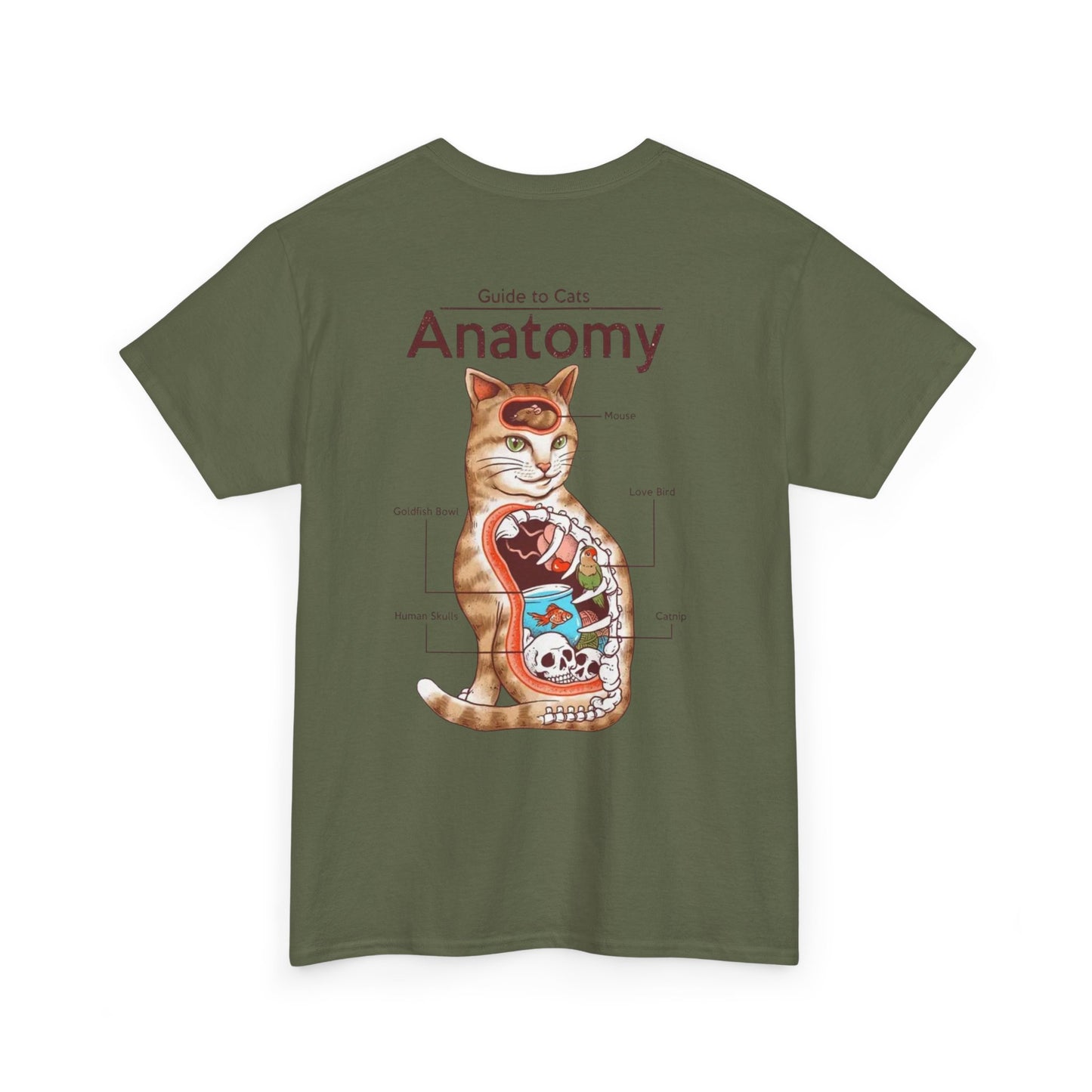 Funny Cat Anatomy Unisex Tee - Mouse, Goldfish Bowl, Love Birds Design