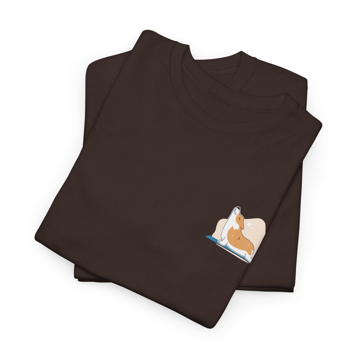 Unisex Heavy Cotton Tee - Cute on Yoga Matt Dog Design