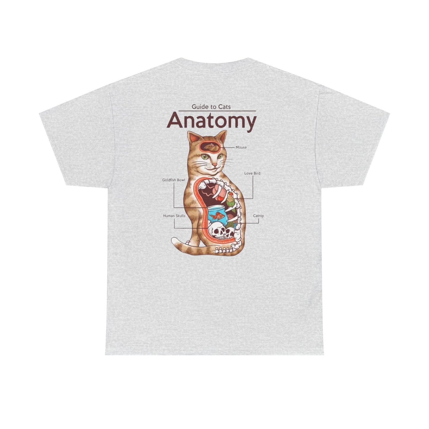 Funny Cat Anatomy Unisex Tee - Mouse, Goldfish Bowl, Love Birds Design