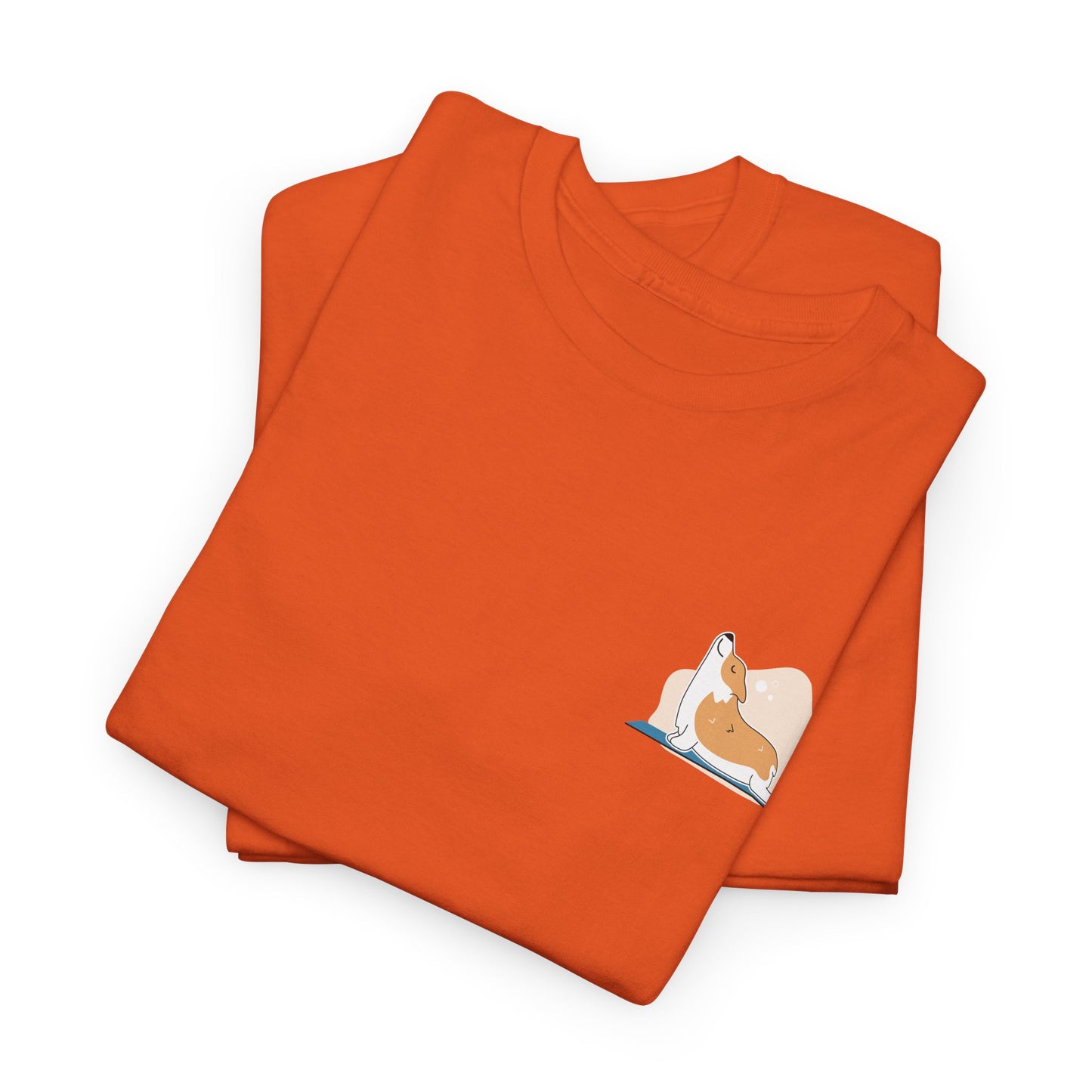 Unisex Heavy Cotton Tee - Cute on Yoga Matt Dog Design