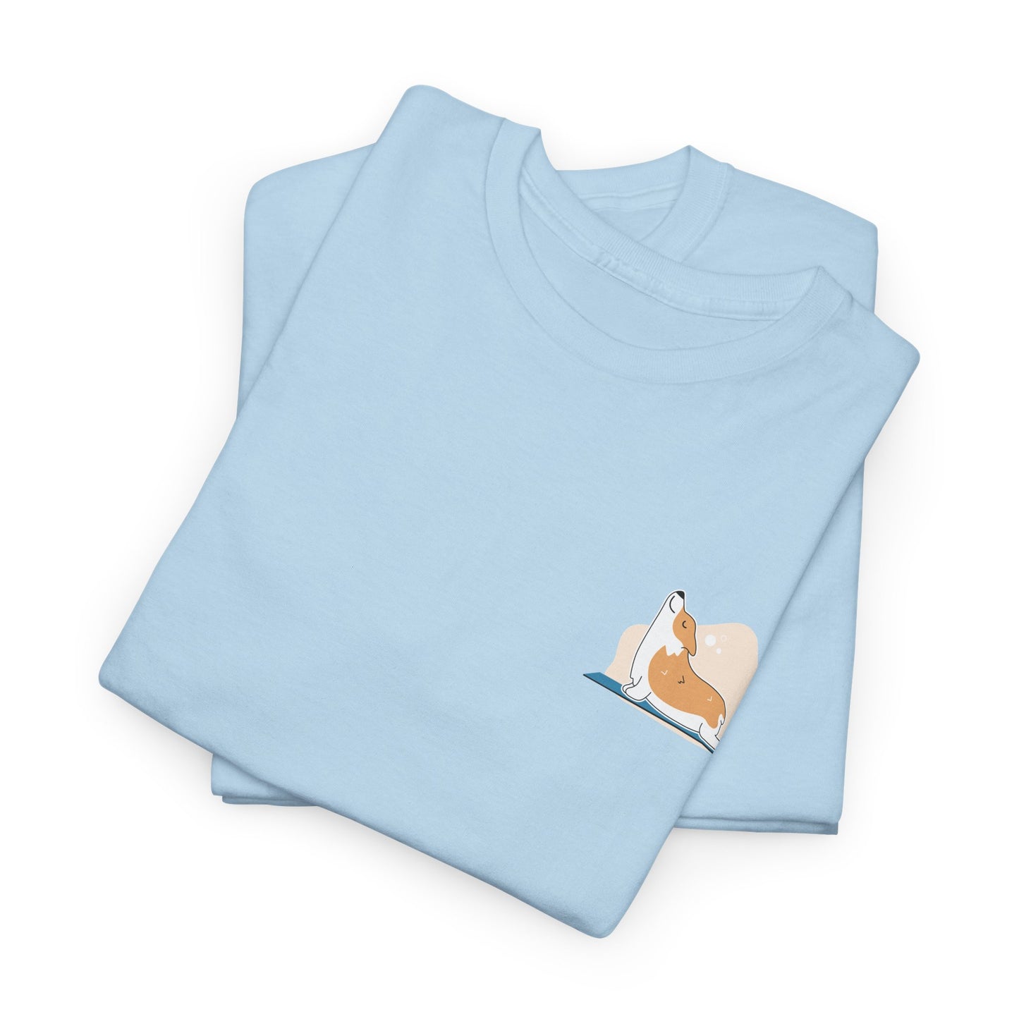 Unisex Heavy Cotton Tee - Cute on Yoga Matt Dog Design