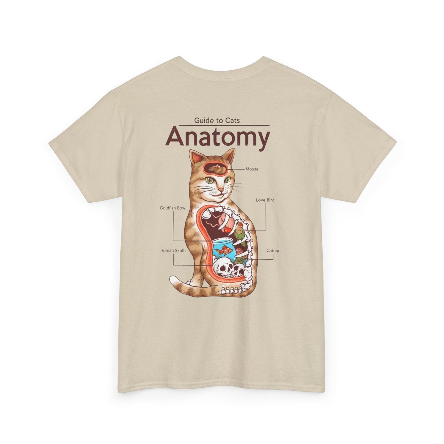 Funny Cat Anatomy Unisex Tee - Mouse, Goldfish Bowl, Love Birds Design