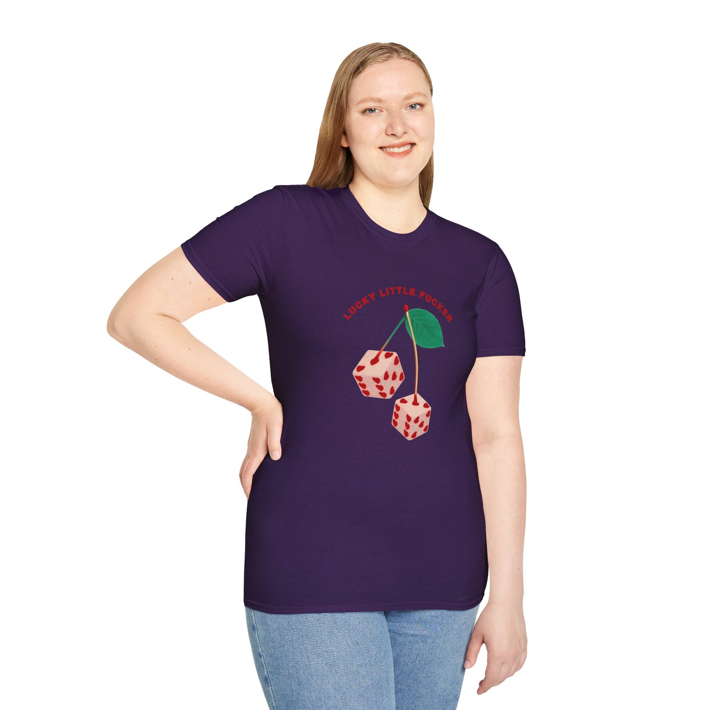 Funny Unisex Softstyle T-Shirt - Lucky Little Fucker Design