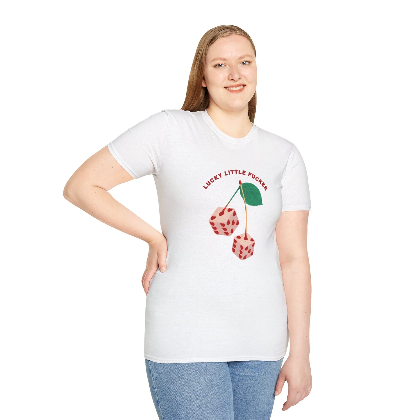 Funny Unisex Softstyle T-Shirt - Lucky Little Fucker Design