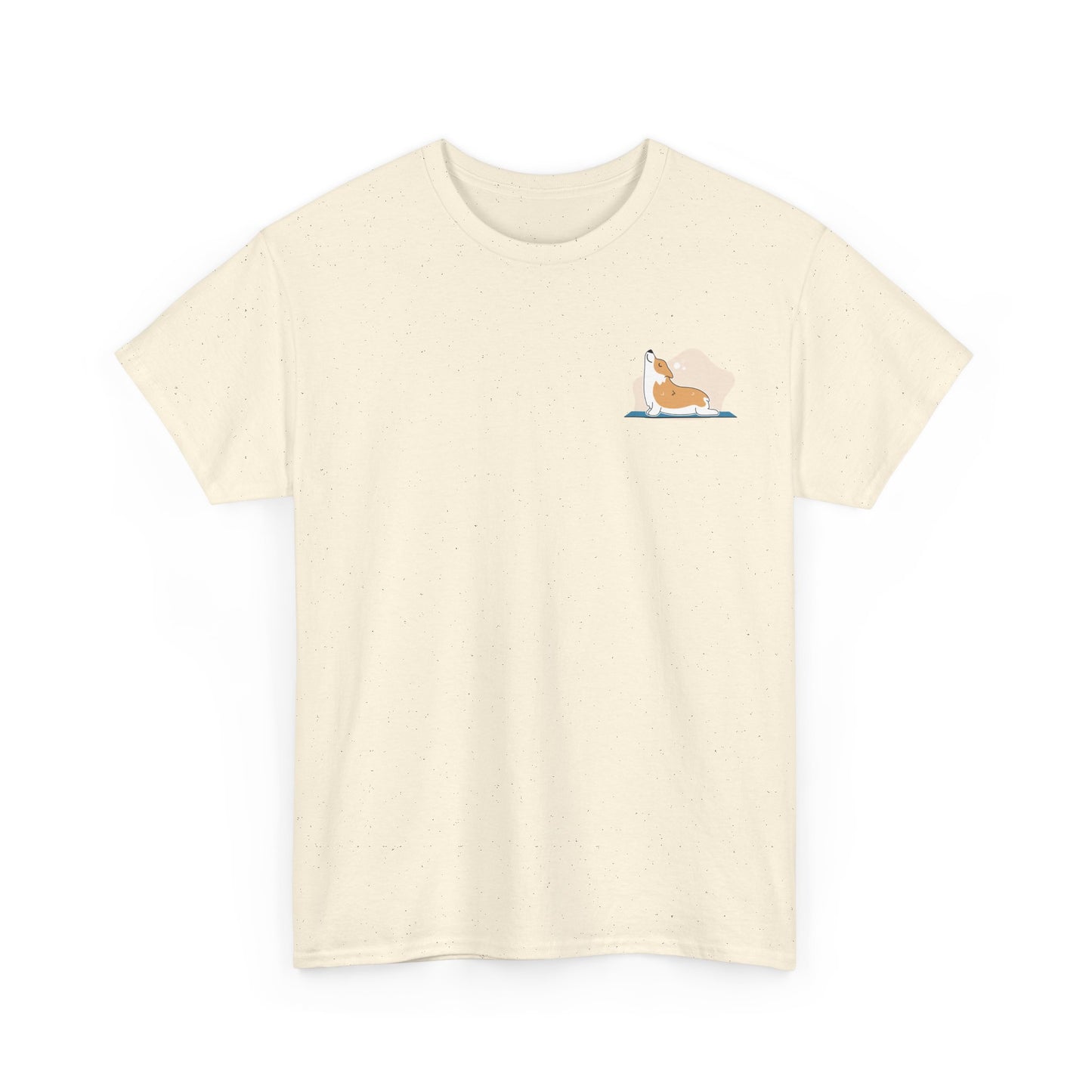 Unisex Heavy Cotton Tee - Cute on Yoga Matt Dog Design