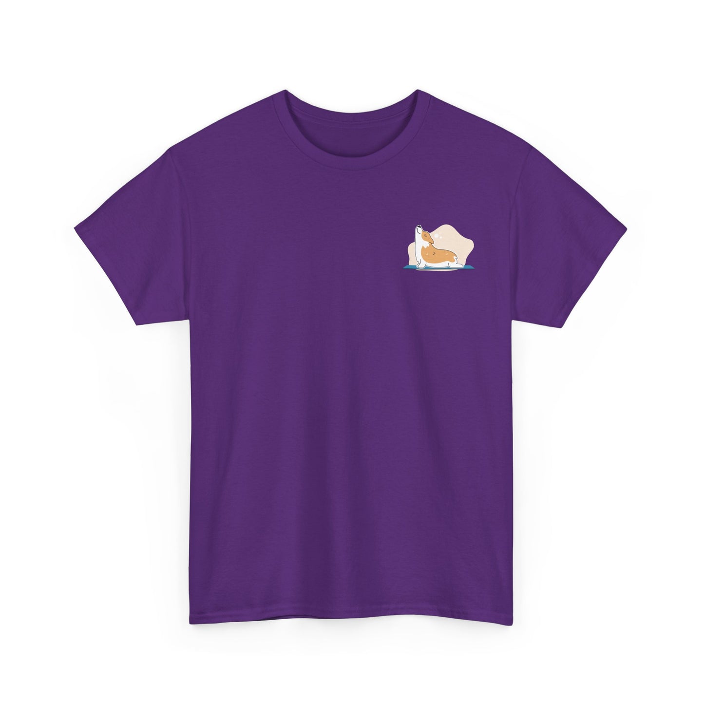 Unisex Heavy Cotton Tee - Cute on Yoga Matt Dog Design