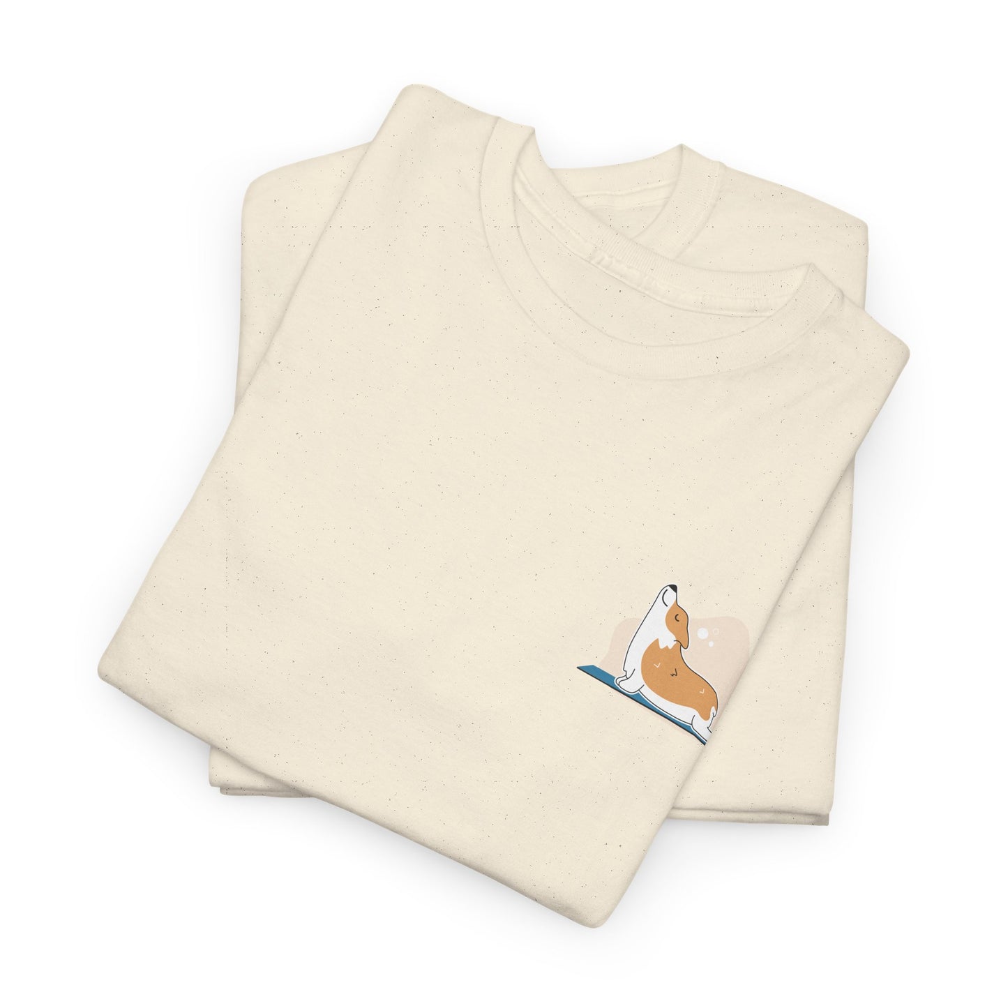 Unisex Heavy Cotton Tee - Cute on Yoga Matt Dog Design