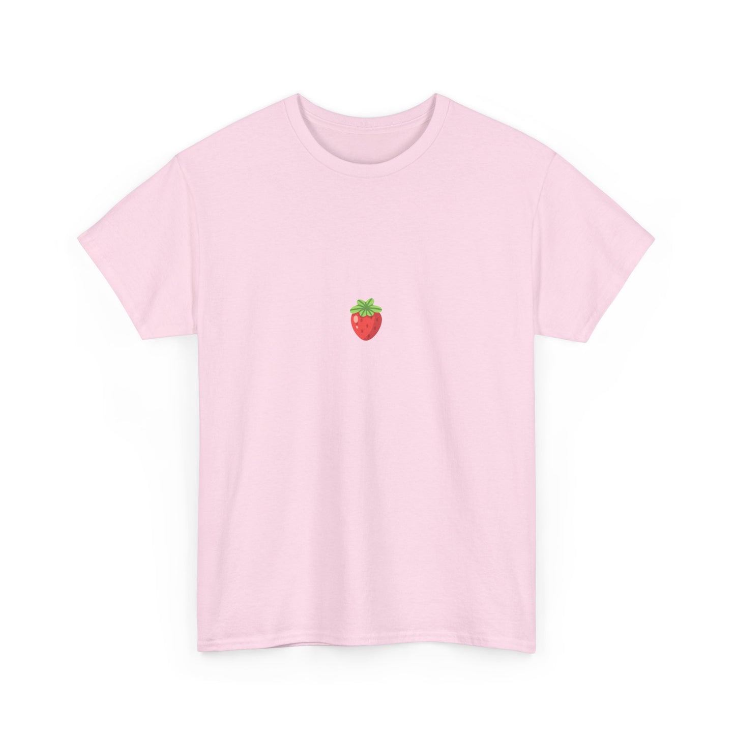 Unisex Minimal Tee with Cute Strawberry Embroidery