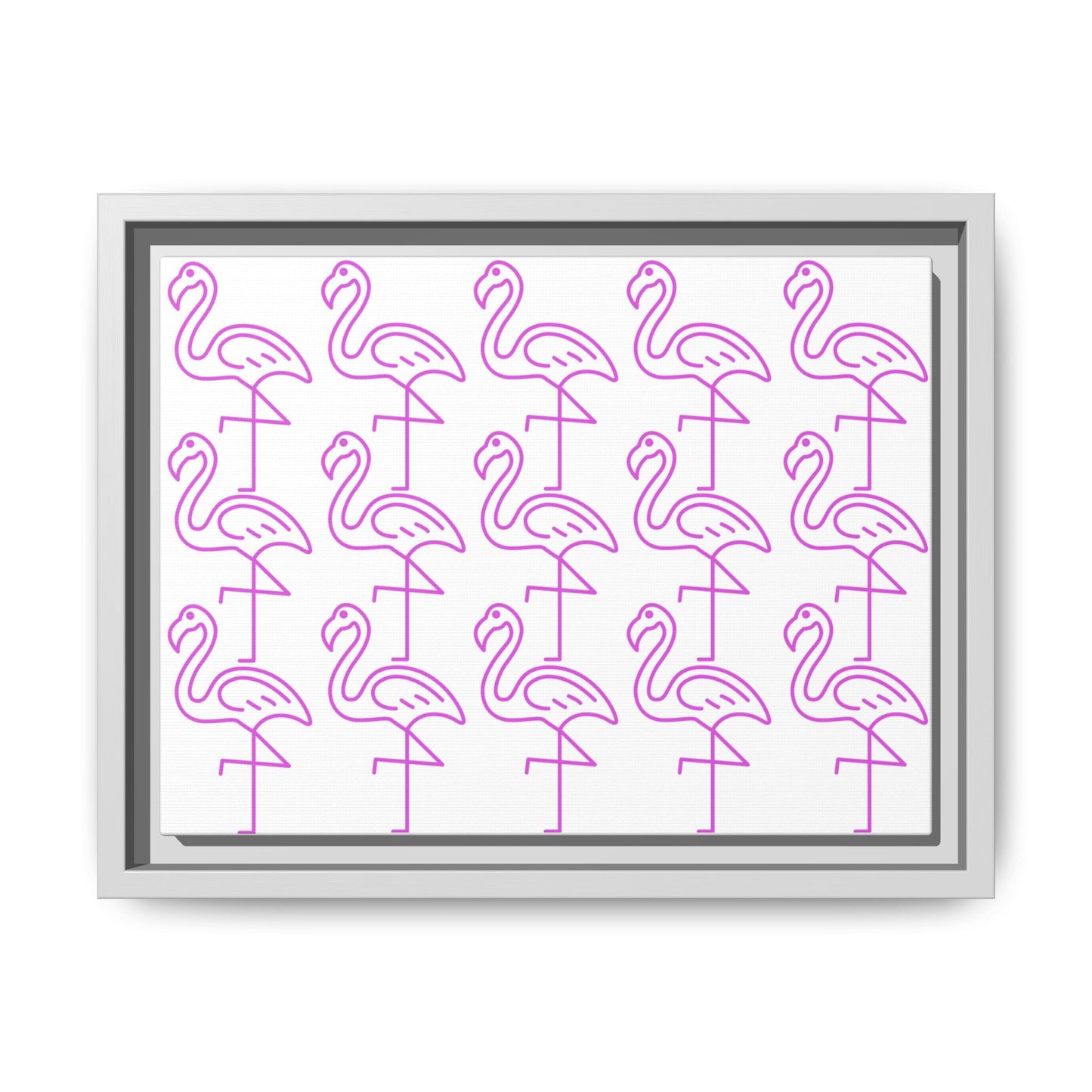 Elegant Flamingo Patterned Wall Art – Minimalist, Cool Matte Canvas, Framed (Multi-color)