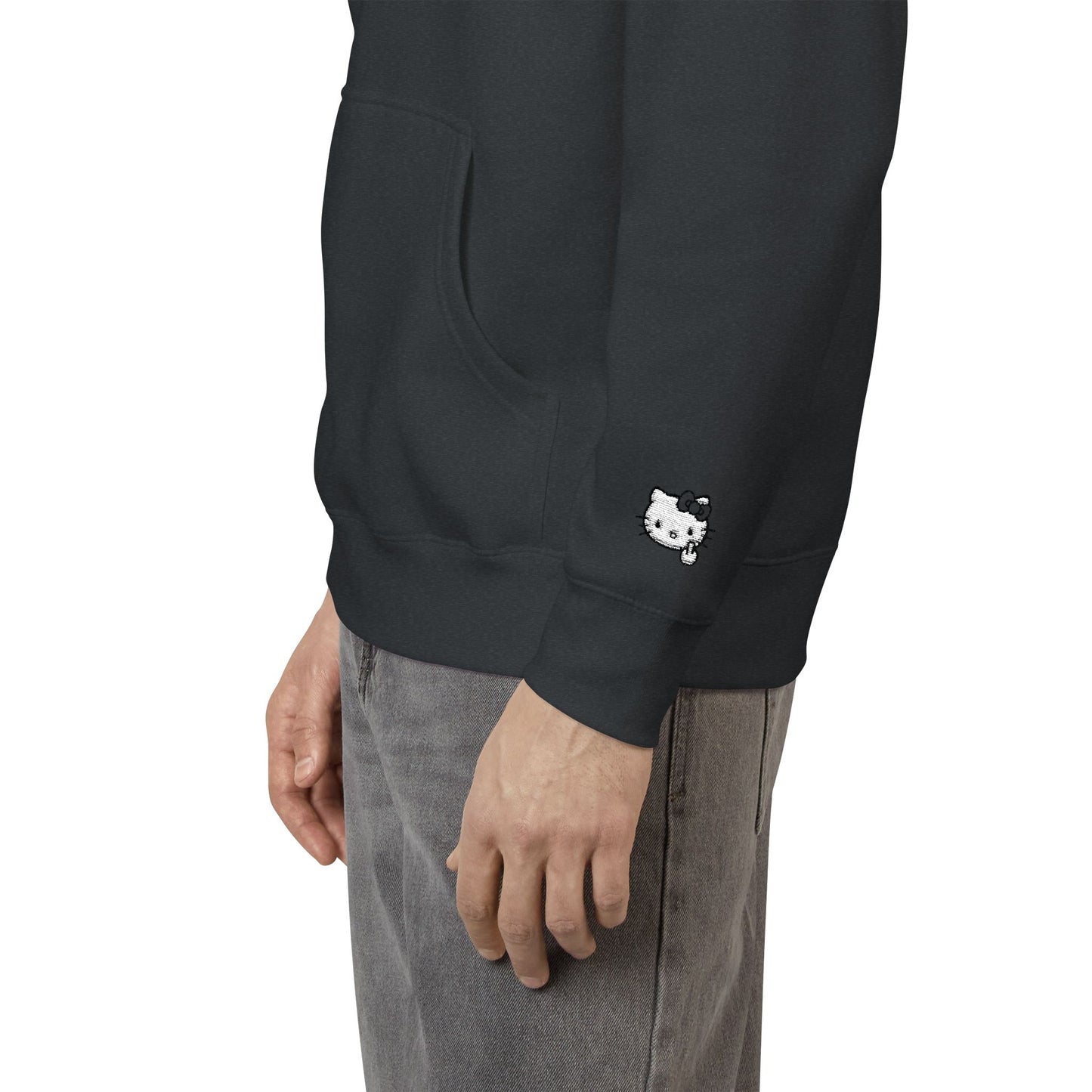 Realistic Hello Kitty Middle Finger Design — Unisex Embroidery Minimalist Hoodie