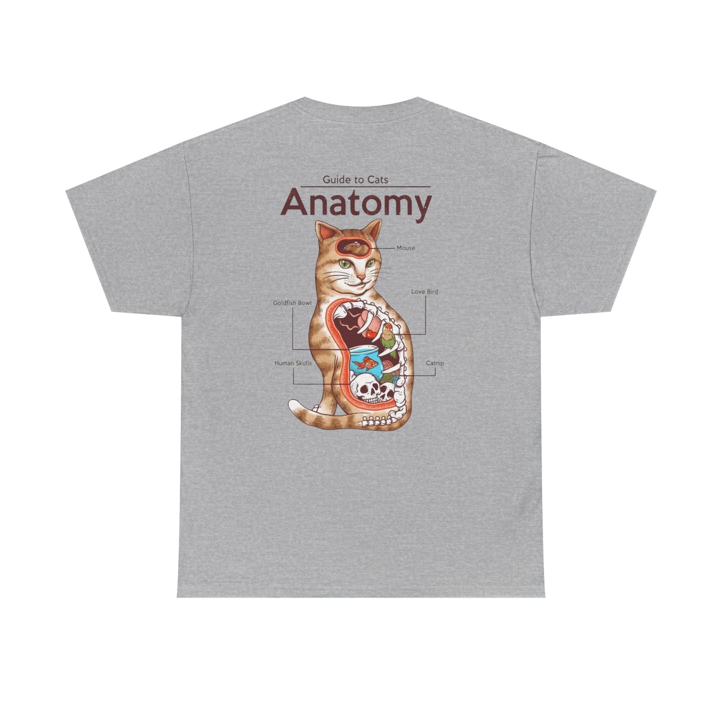 Funny Cat Anatomy Unisex Tee - Mouse, Goldfish Bowl, Love Birds Design