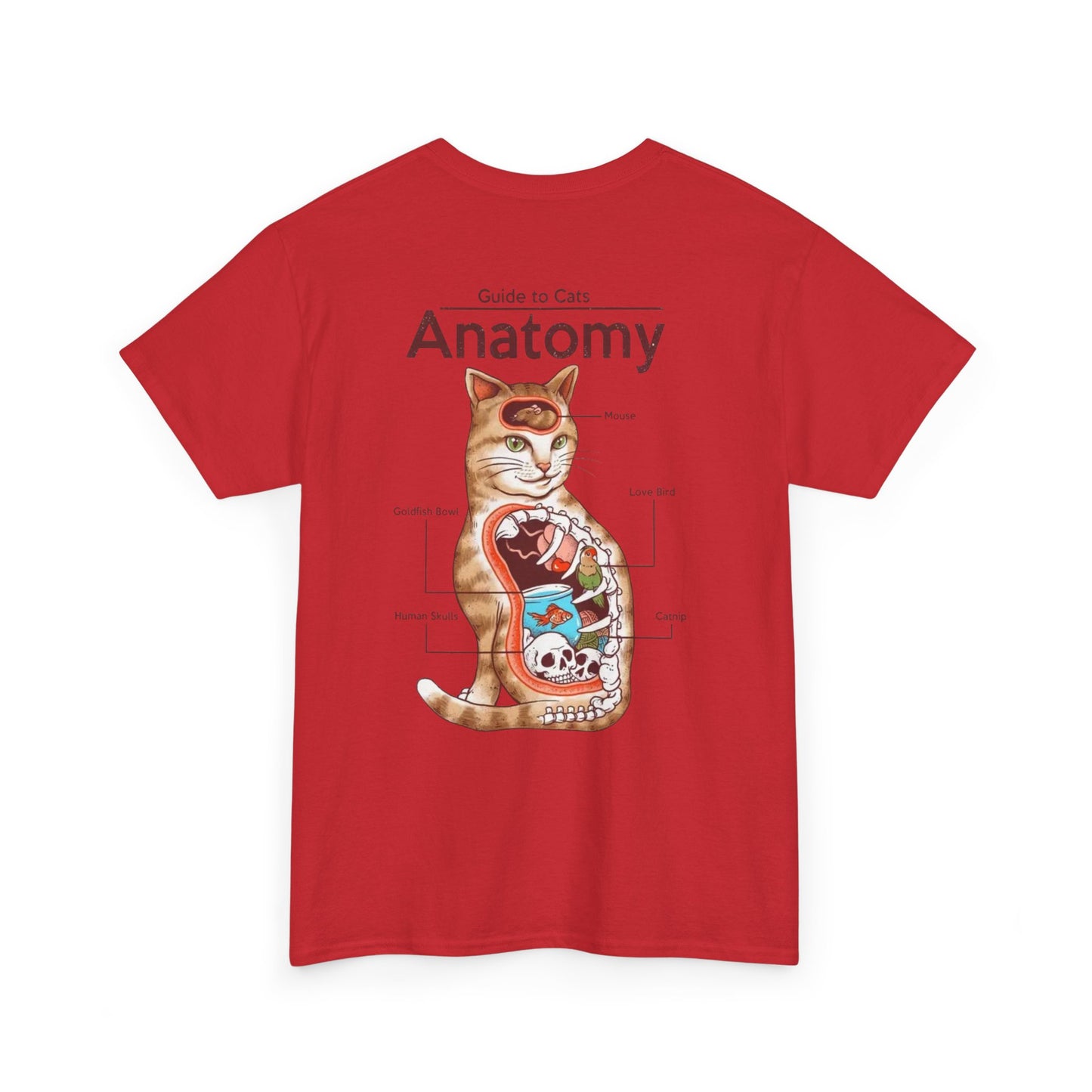 Funny Cat Anatomy Unisex Tee - Mouse, Goldfish Bowl, Love Birds Design