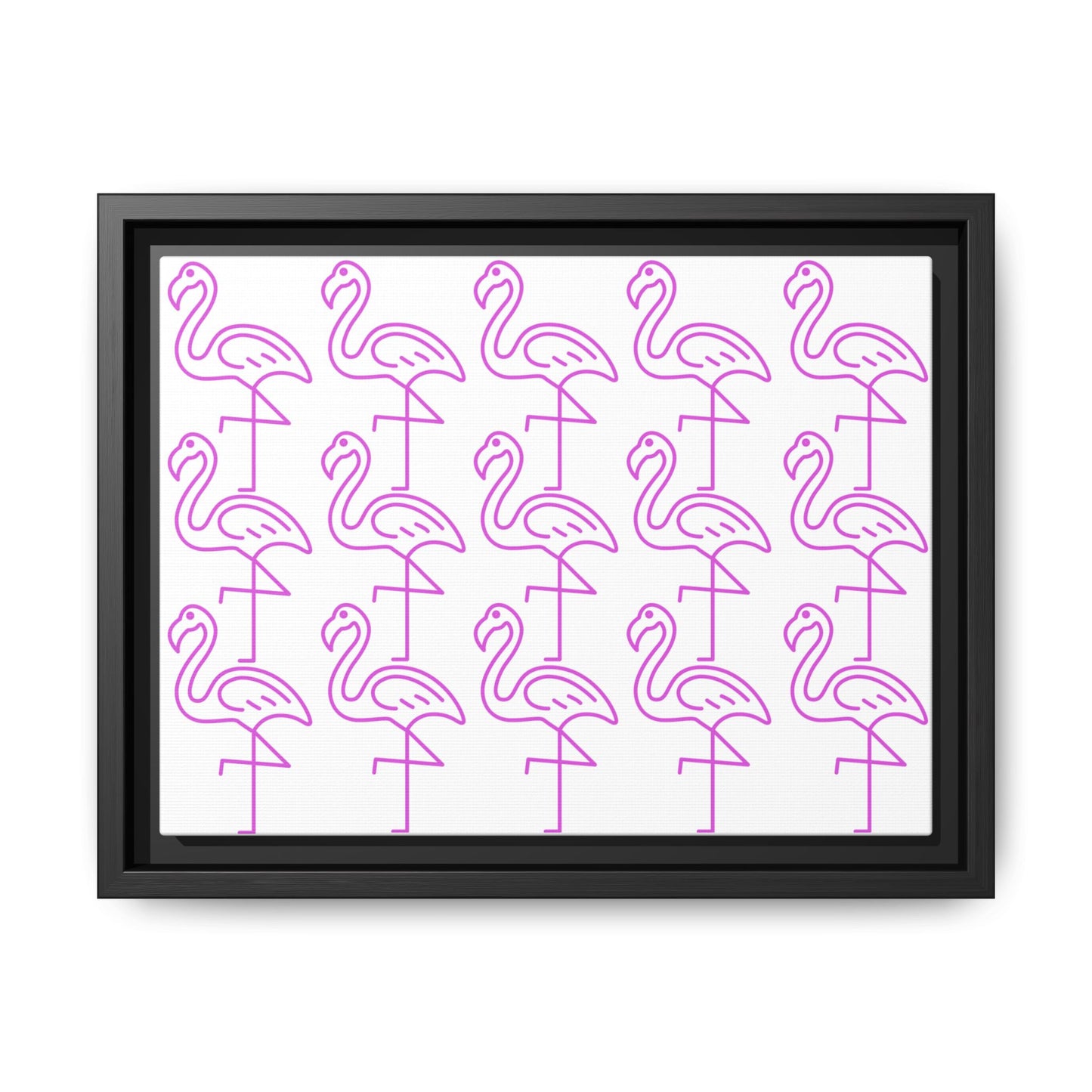 Elegant Flamingo Patterned Wall Art – Minimalist, Cool Matte Canvas, Framed (Multi-color)