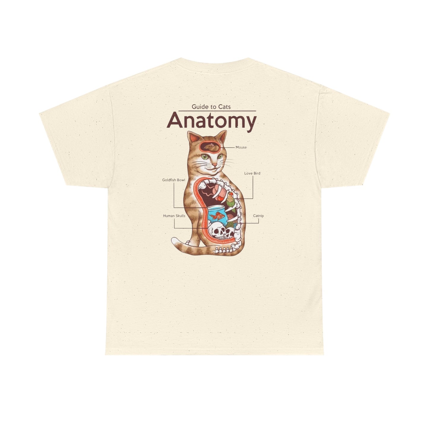 Funny Cat Anatomy Unisex Tee - Mouse, Goldfish Bowl, Love Birds Design