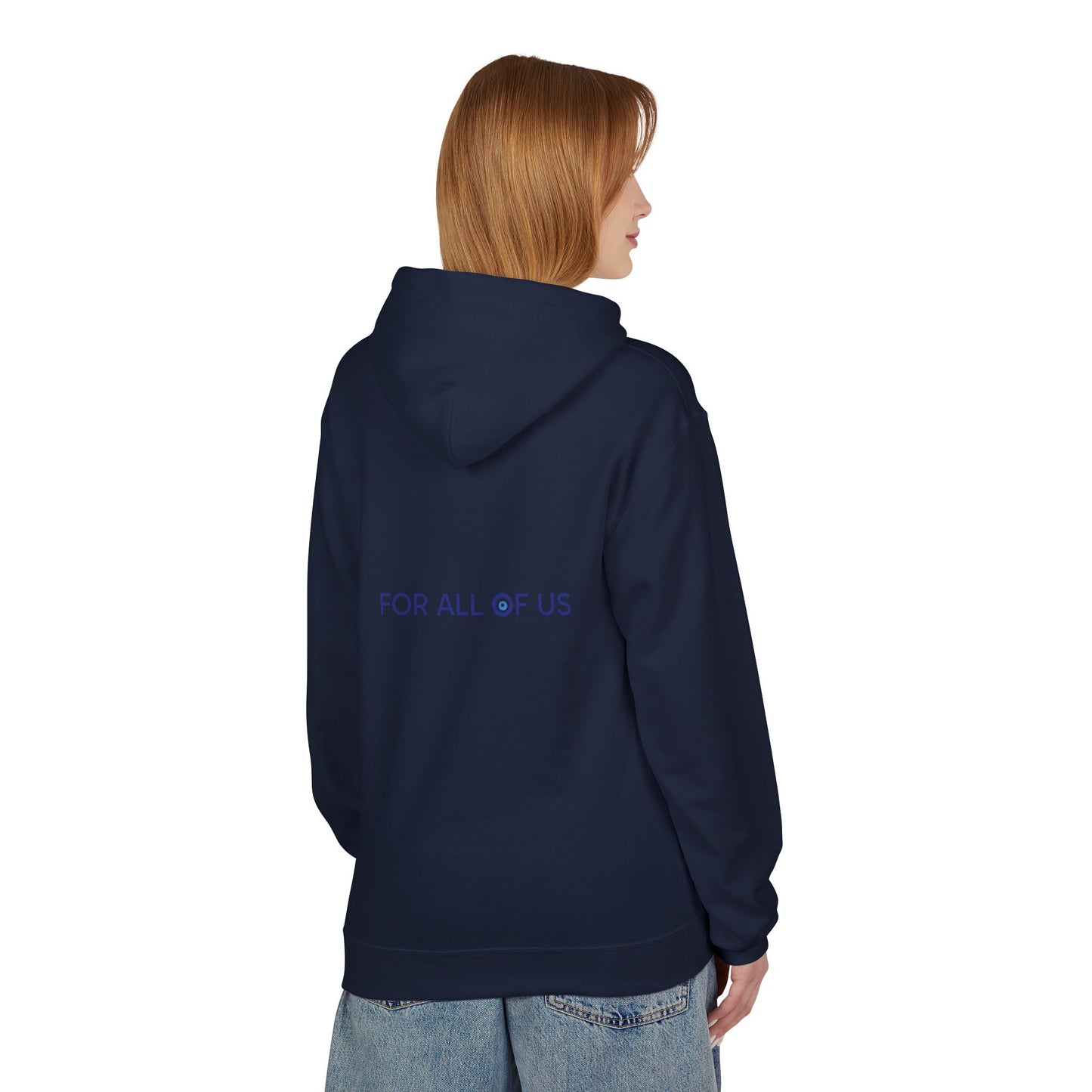 Evil Eye "forallofus" Hoodie — Protective Symbol Fleece Sweatshirt