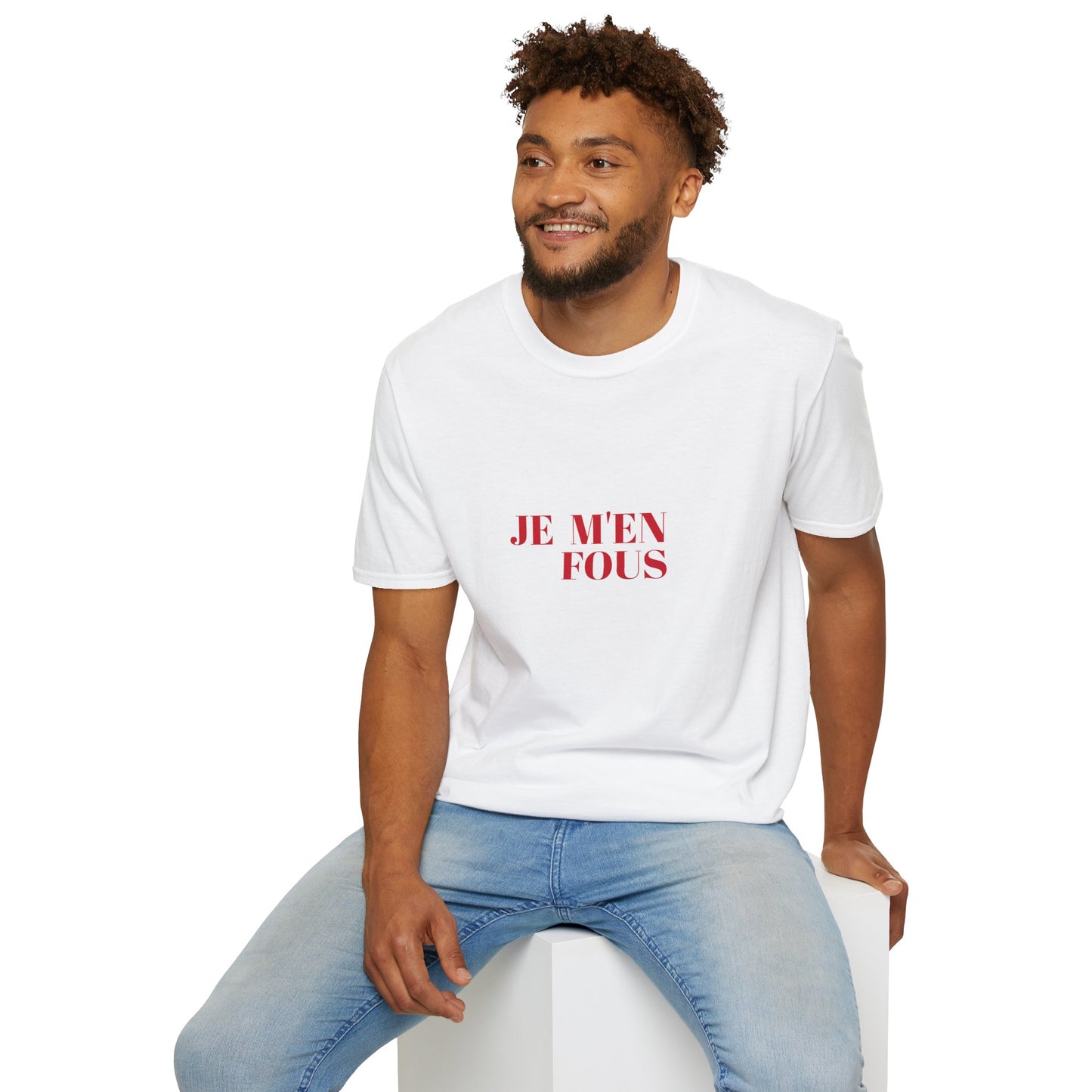 Casual Unisex Softstyle T-Shirt - "JE M'EN FOUS" Statement Tee