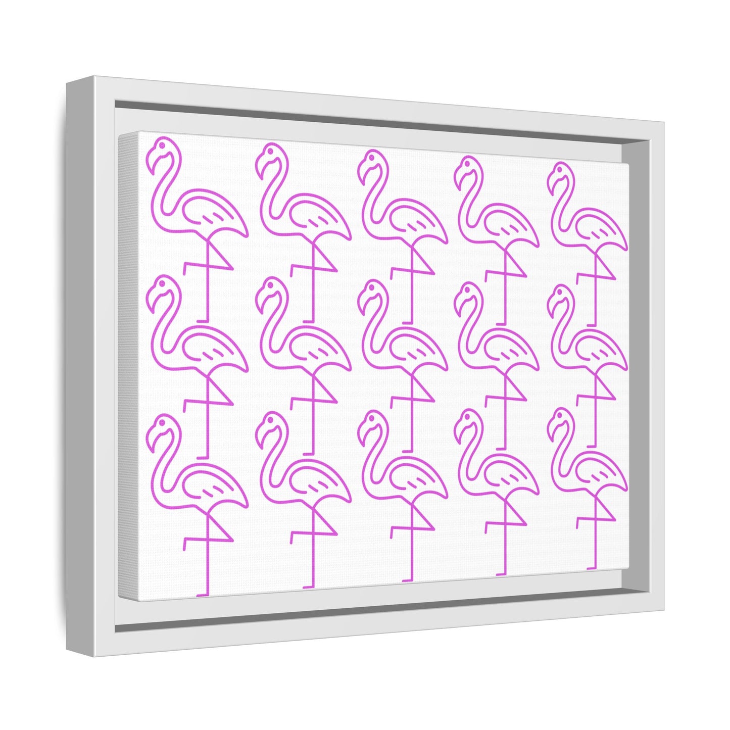 Elegant Flamingo Patterned Wall Art – Minimalist, Cool Matte Canvas, Framed (Multi-color)
