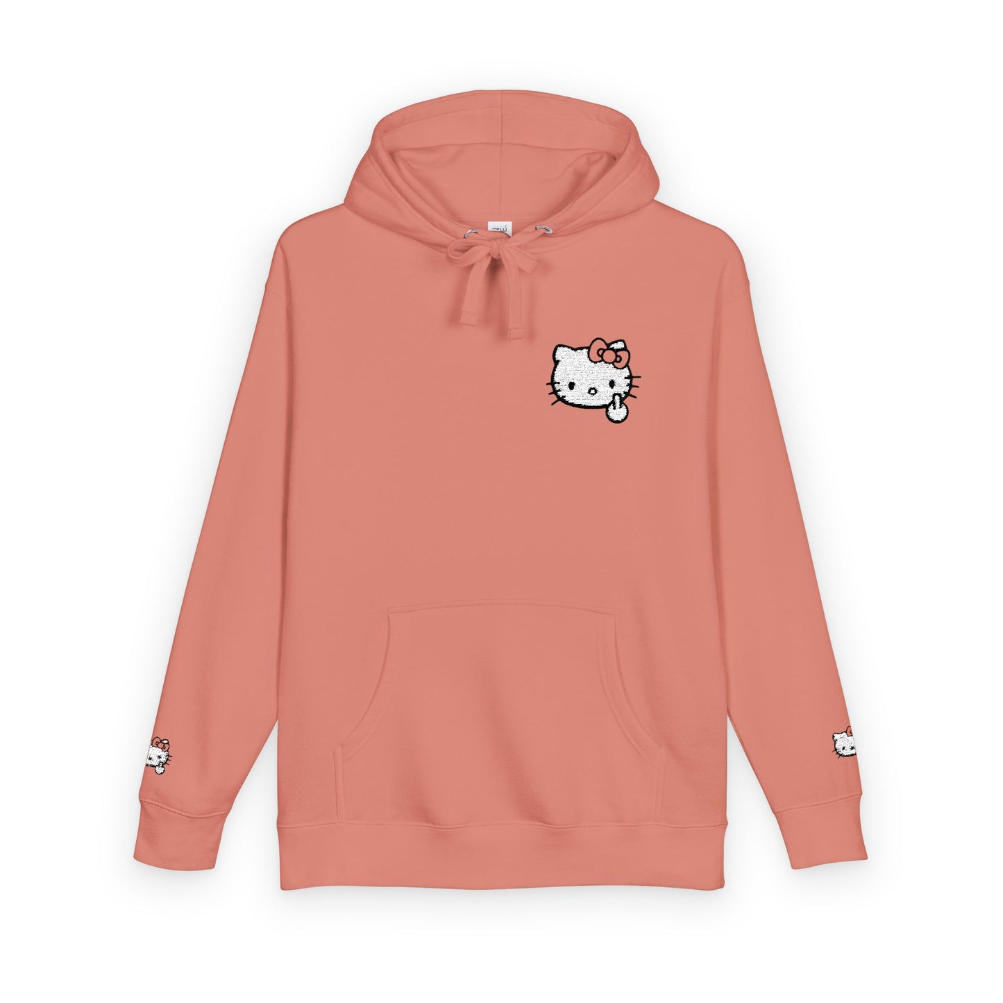 Realistic Hello Kitty Middle Finger Design — Unisex Embroidery Minimalist Hoodie