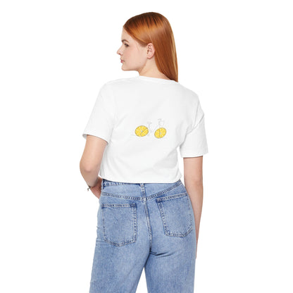 Unisex Minimal Tee with Lemon and Bike Embroidery – Casual & Cute