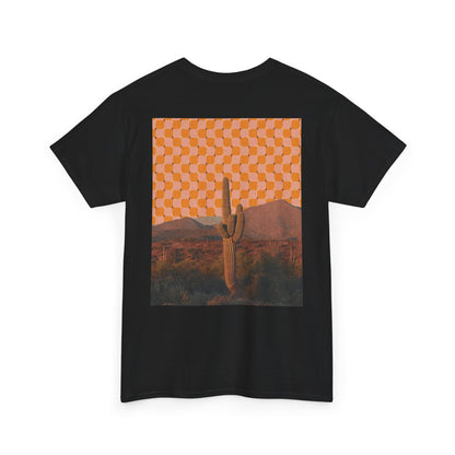 Psychedelic Desert with Spiritual Cactus Art Design – Unisex Cotton Tee