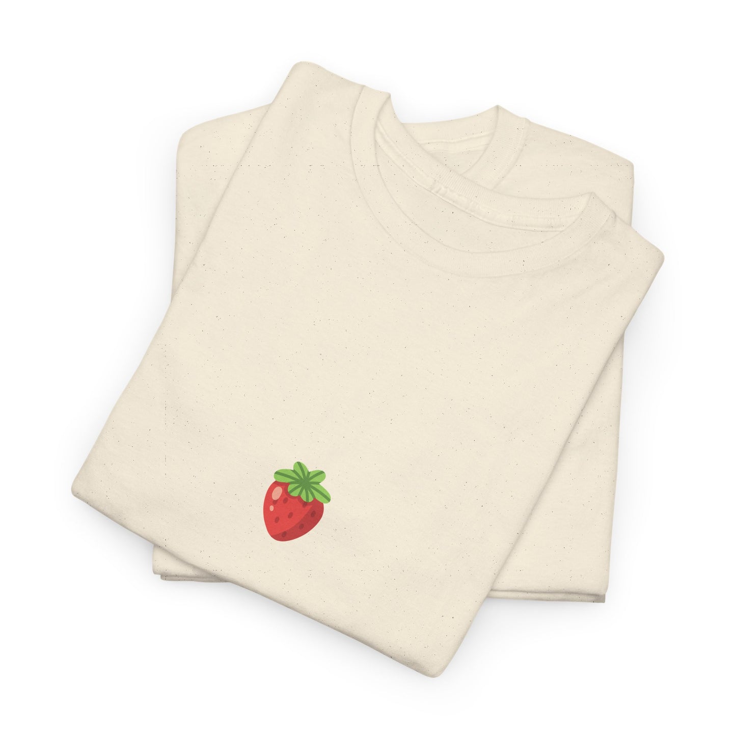 Unisex Minimal Tee with Cute Strawberry Embroidery