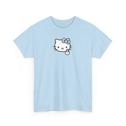 Hello Kitty Minimal Cream Unisex Tee — Small Center Logo Cute Cat with Fuck Off Face T-Shirt
