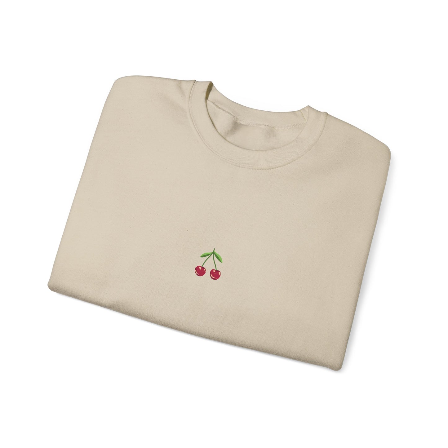 Fun Cherry Fruit Sweatshirt – Minimal Embroidery, Relaxed Fit