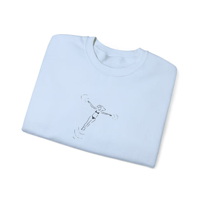 Relaxed Swimmer Girl Unisex Sweatshirt — Casual Coastal Crewneck