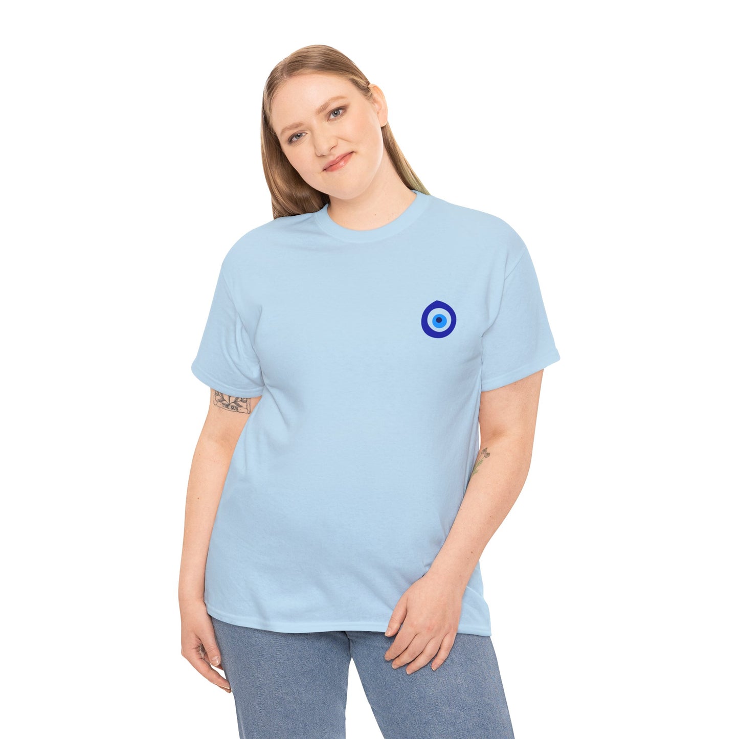 T-Shirt — Small Blue Evil Eye Chest Graphic