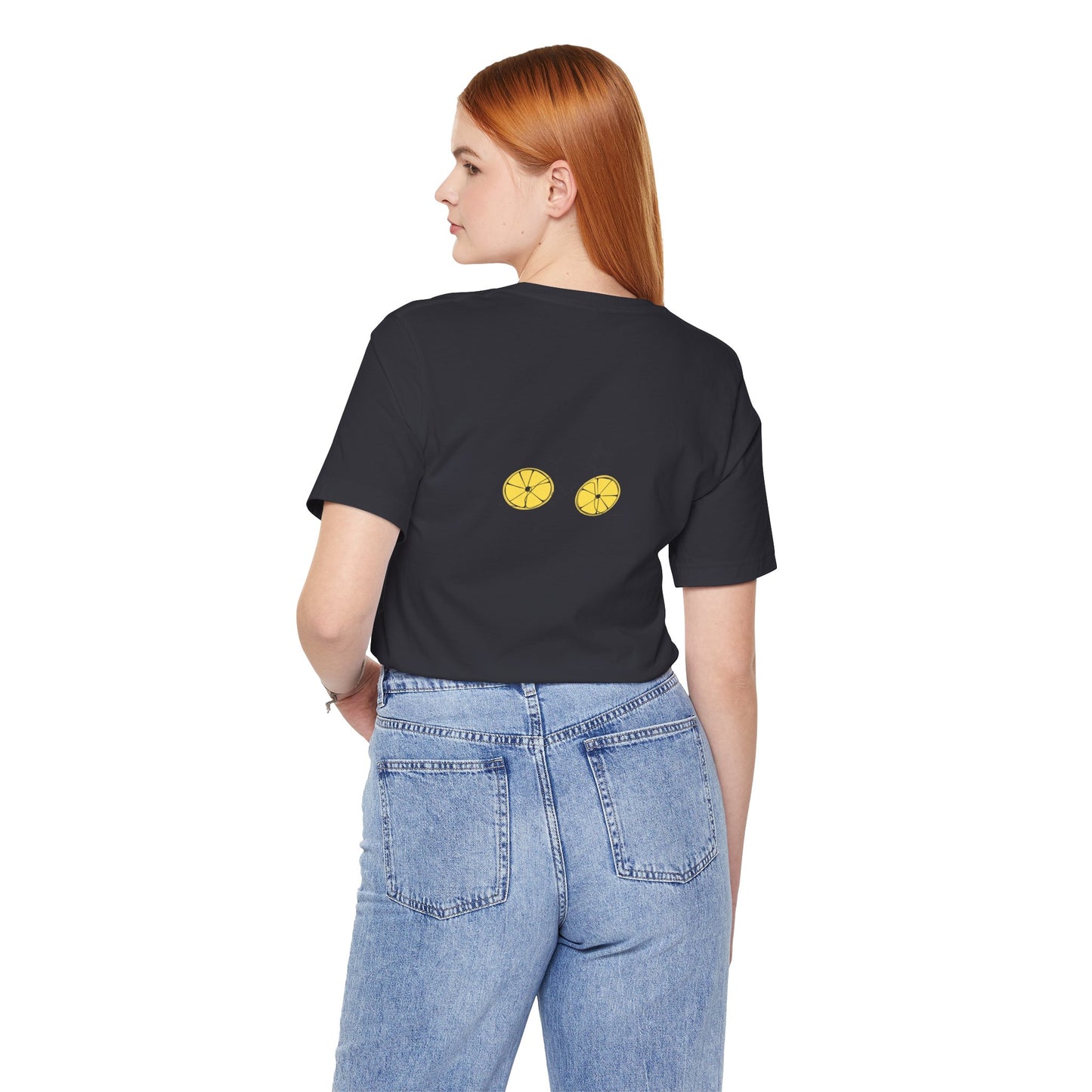 Unisex Minimal Tee with Lemon and Bike Embroidery – Casual & Cute