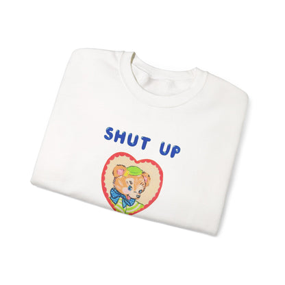 Casual Crewneck Unisex Sweatshirt — "shut the fuck up a bit" with Cute Graphic