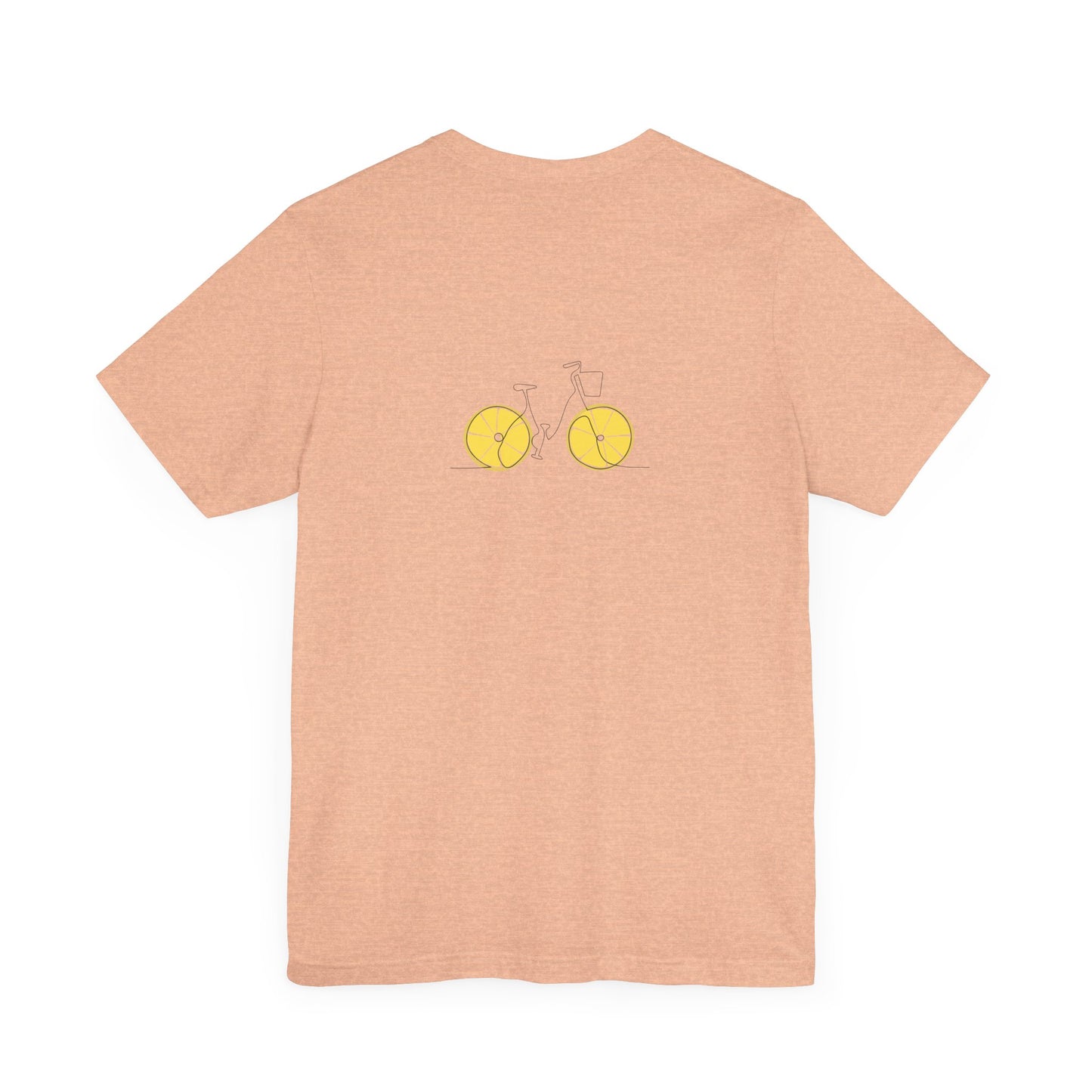 Unisex Minimal Tee with Lemon and Bike Embroidery – Casual & Cute