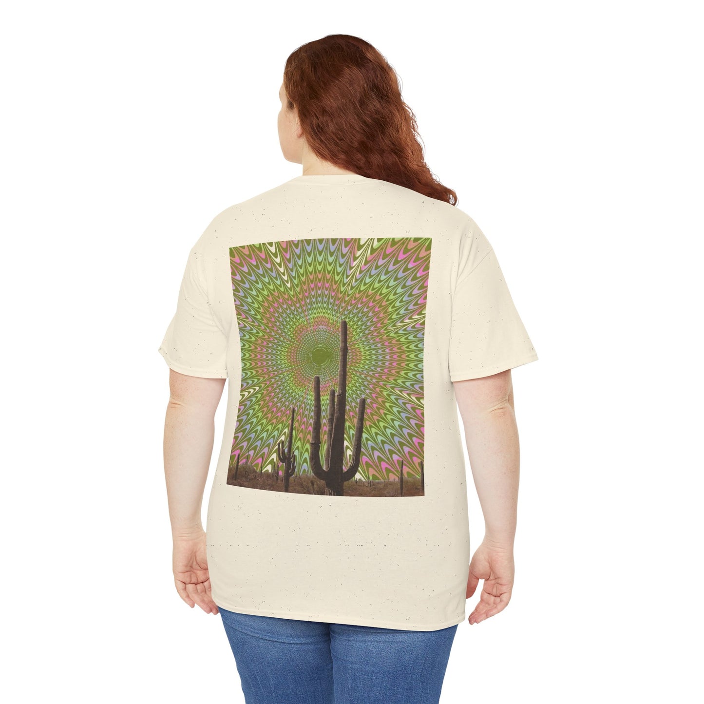 Trippy Western Art with Optical Illusion Cactus - Unisex Garment-DyedTrippy Tee