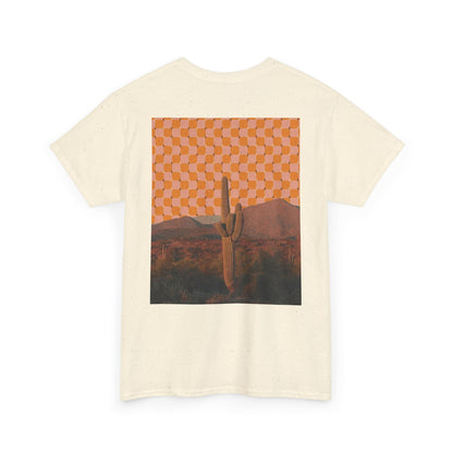 Psychedelic Desert with Spiritual Cactus Art Design – Unisex Cotton Tee