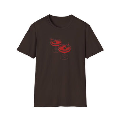 Cute Cocktail Glasses Unisex T-Shirt with Heart Design