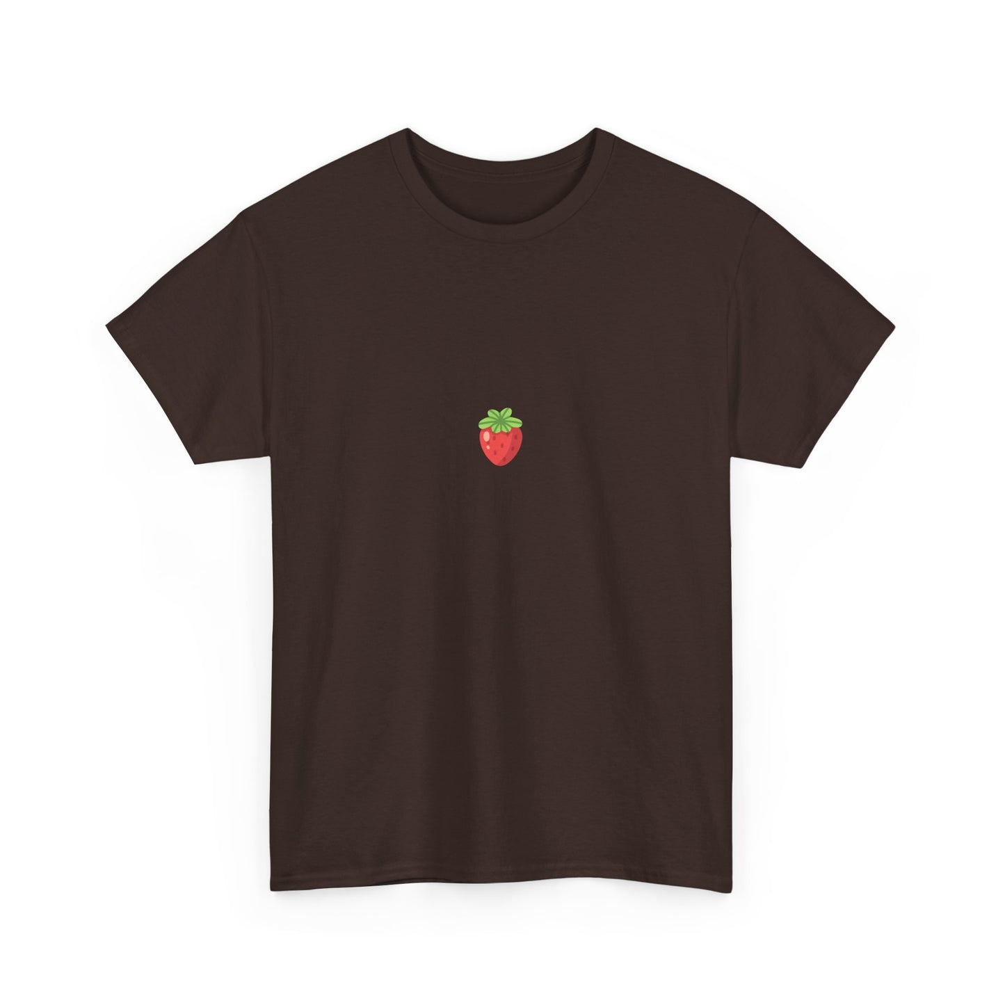 Unisex Minimal Tee with Cute Strawberry Embroidery