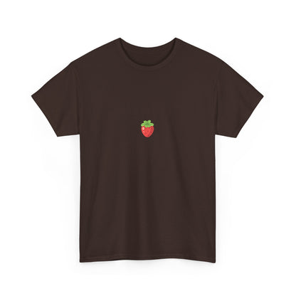 Unisex Minimal Tee with Cute Strawberry Embroidery