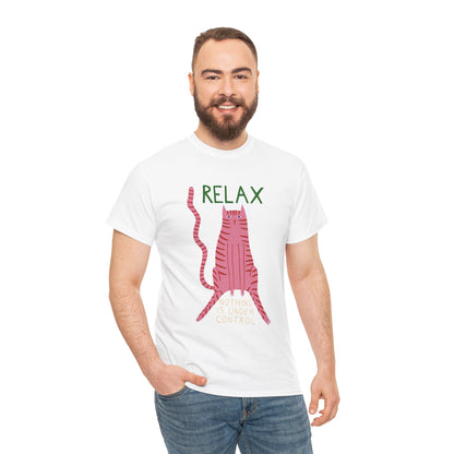 Relax Cat T‑Shirt — Cute Pink Cat Graphic Unisex Tee