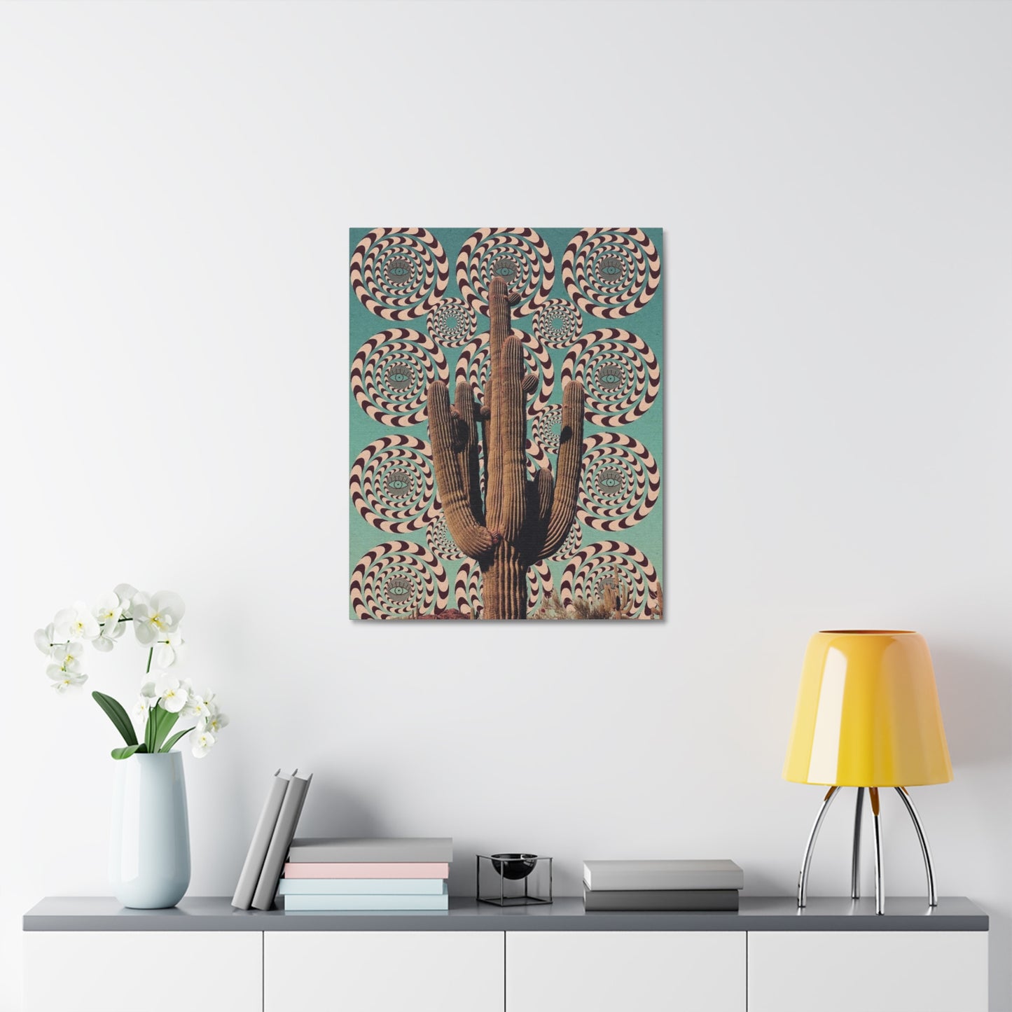 Stretched Canvas with Mystical Cactus Art – Southwest Aesthetic Print