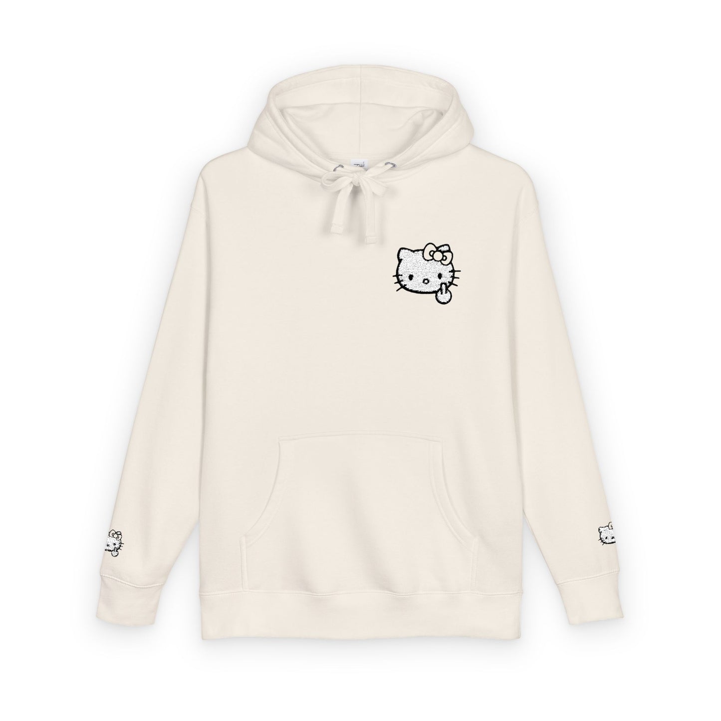 Realistic Hello Kitty Middle Finger Design — Unisex Embroidery Minimalist Hoodie