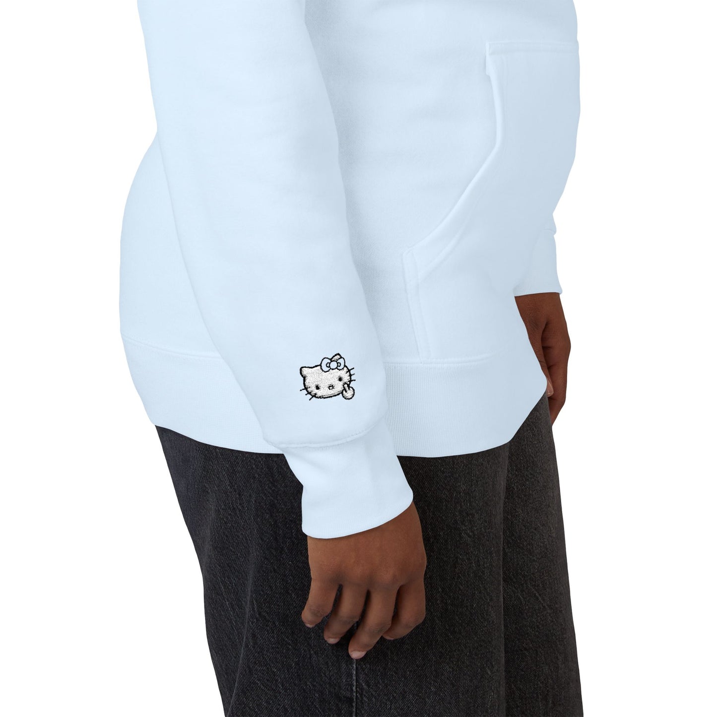 Realistic Hello Kitty Middle Finger Design — Unisex Embroidery Minimalist Hoodie