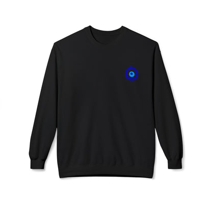 Crewneck Sweatshirt with Evil Eye Chest Logo – Protective Minimalist Design