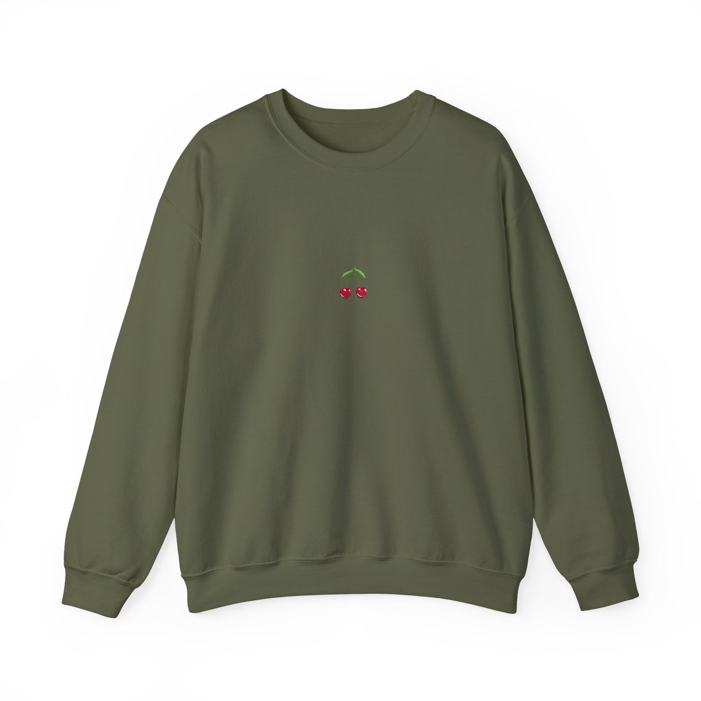 Fun Cherry Fruit Sweatshirt – Minimal Embroidery, Relaxed Fit