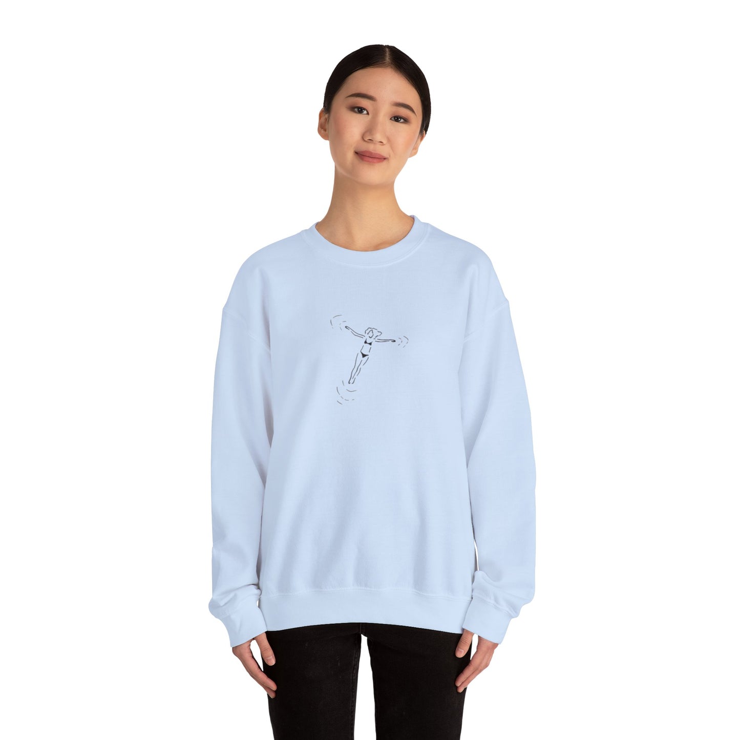 Relaxed Swimmer Girl Unisex Sweatshirt — Casual Coastal Crewneck