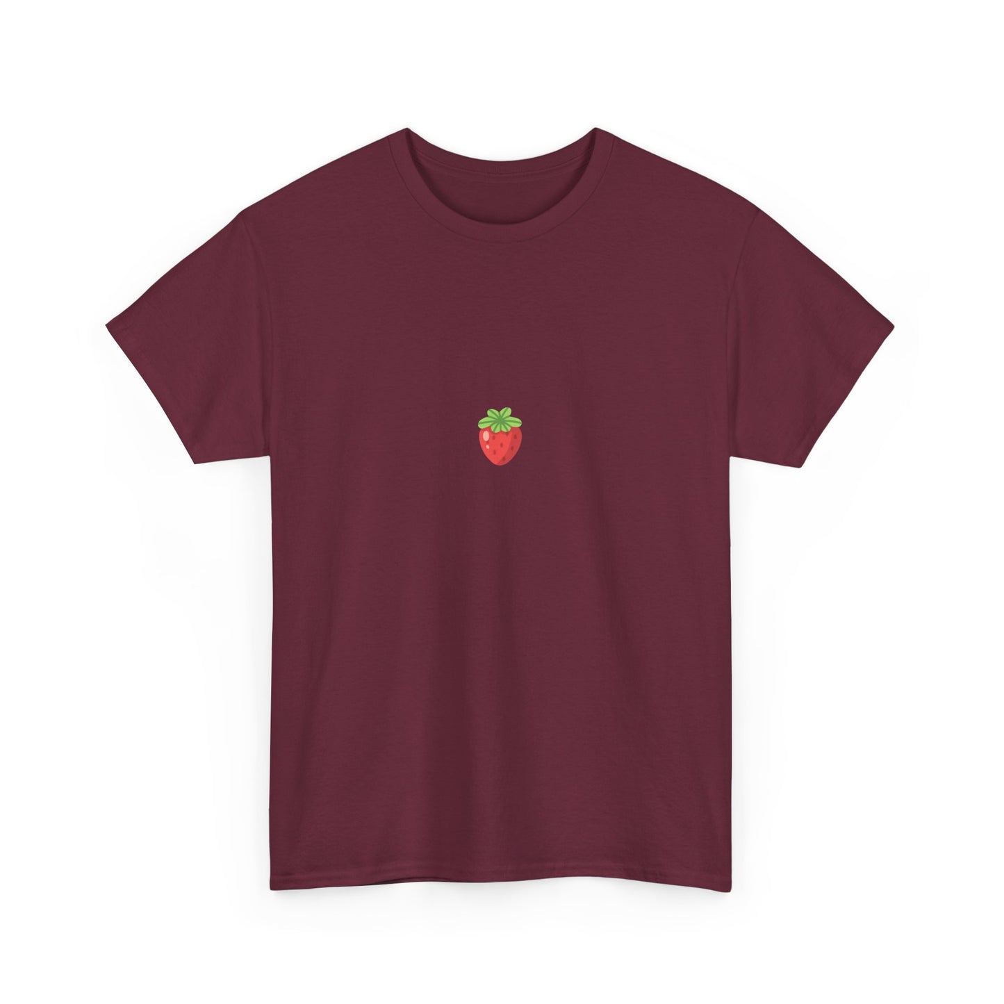 Unisex Minimal Tee with Cute Strawberry Embroidery