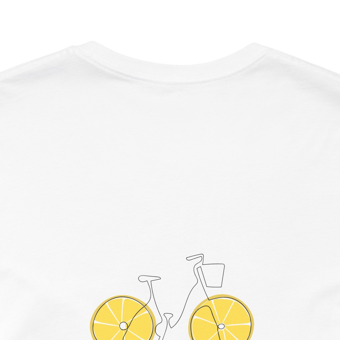 Unisex Minimal Tee with Lemon and Bike Embroidery – Casual & Cute