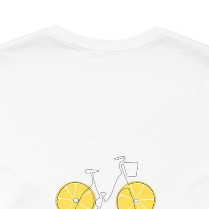 Unisex Minimal Tee with Lemon and Bike Embroidery – Casual & Cute