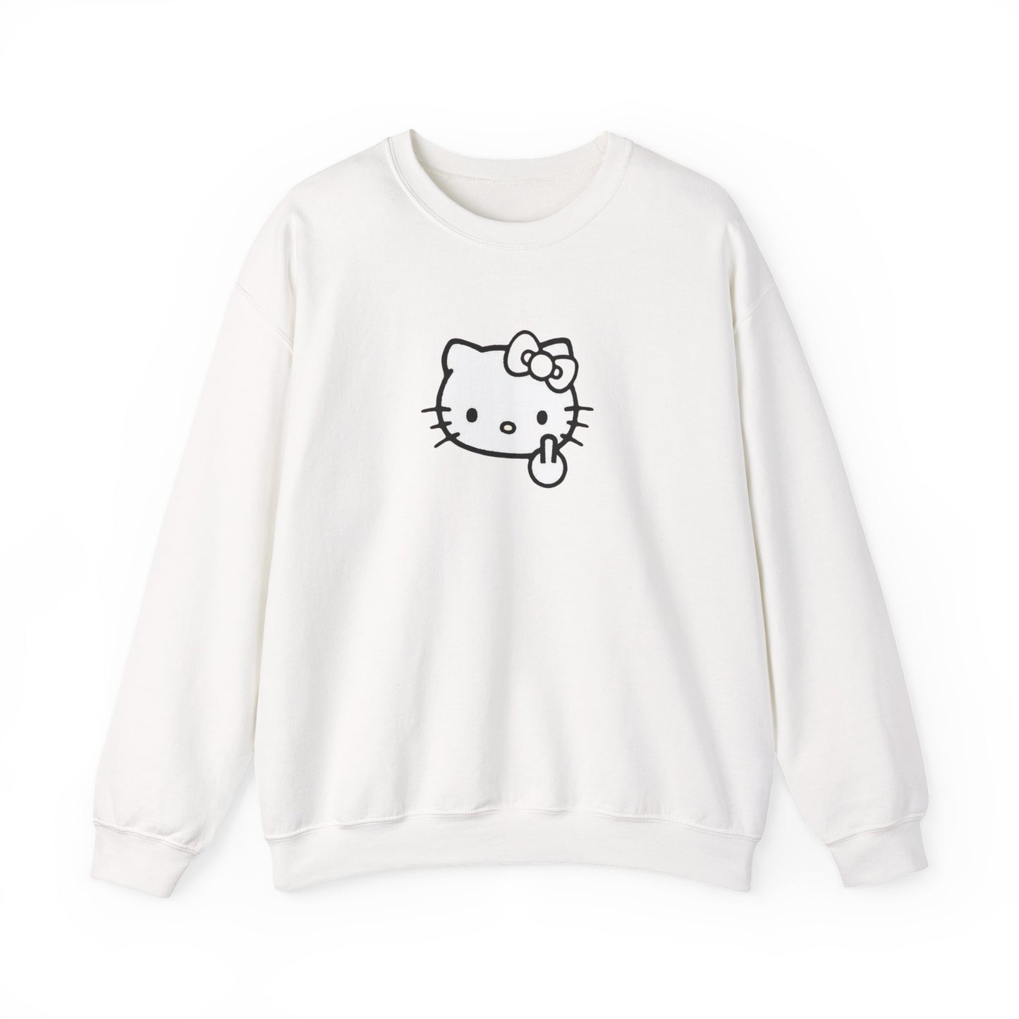 Hello Kitty Middle Finger Crewneck Sweatshirt – Cute Rebel Graphic Sweatshirt